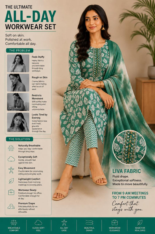 Stylish printed Liva fabric kurta with embellished