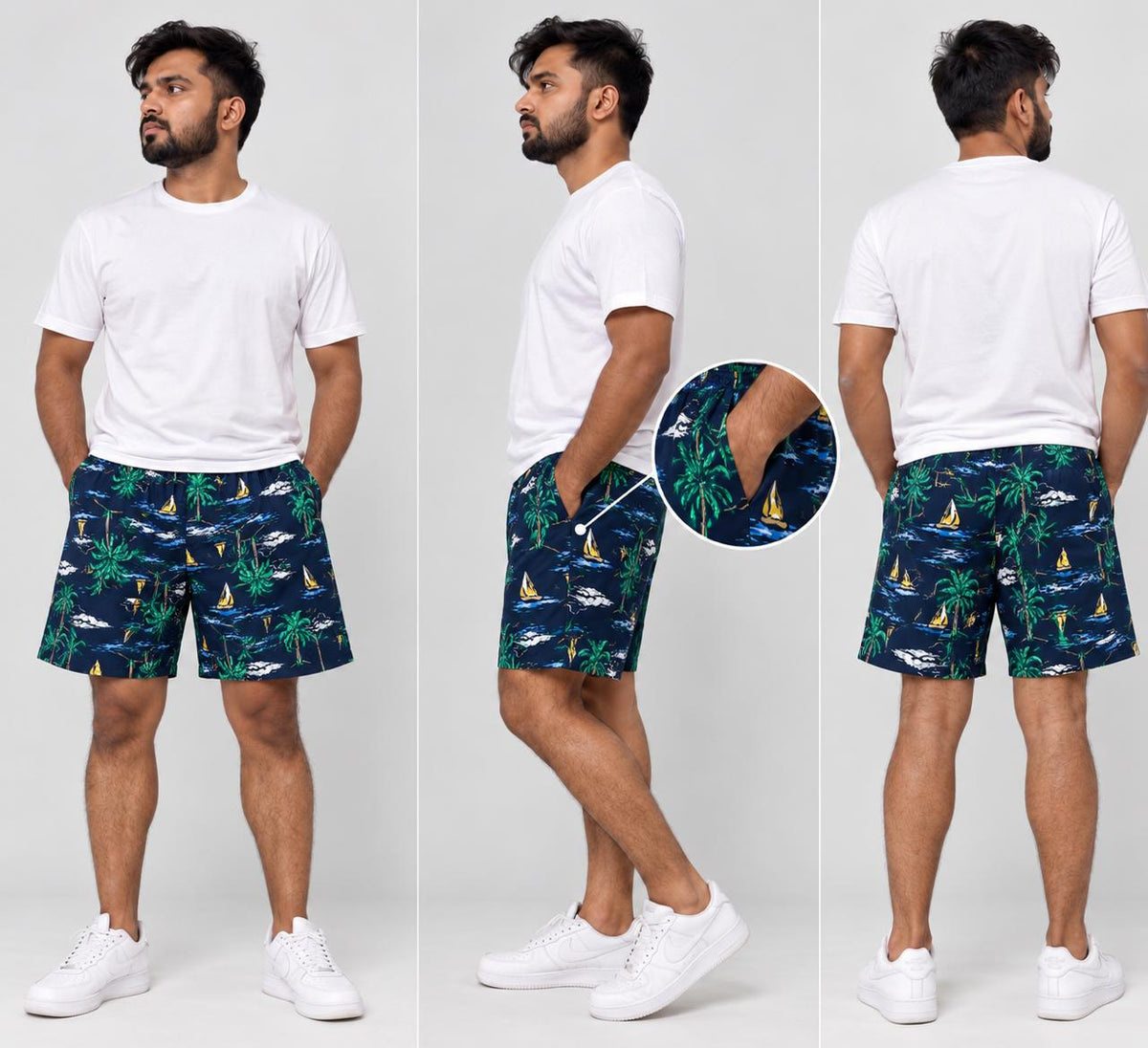 Men’s 100% cotton Tropical Printed Boxer Shorts | Double side pockets