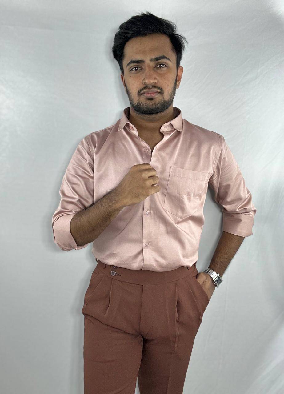 Blush satin shirt | premium natural sheen