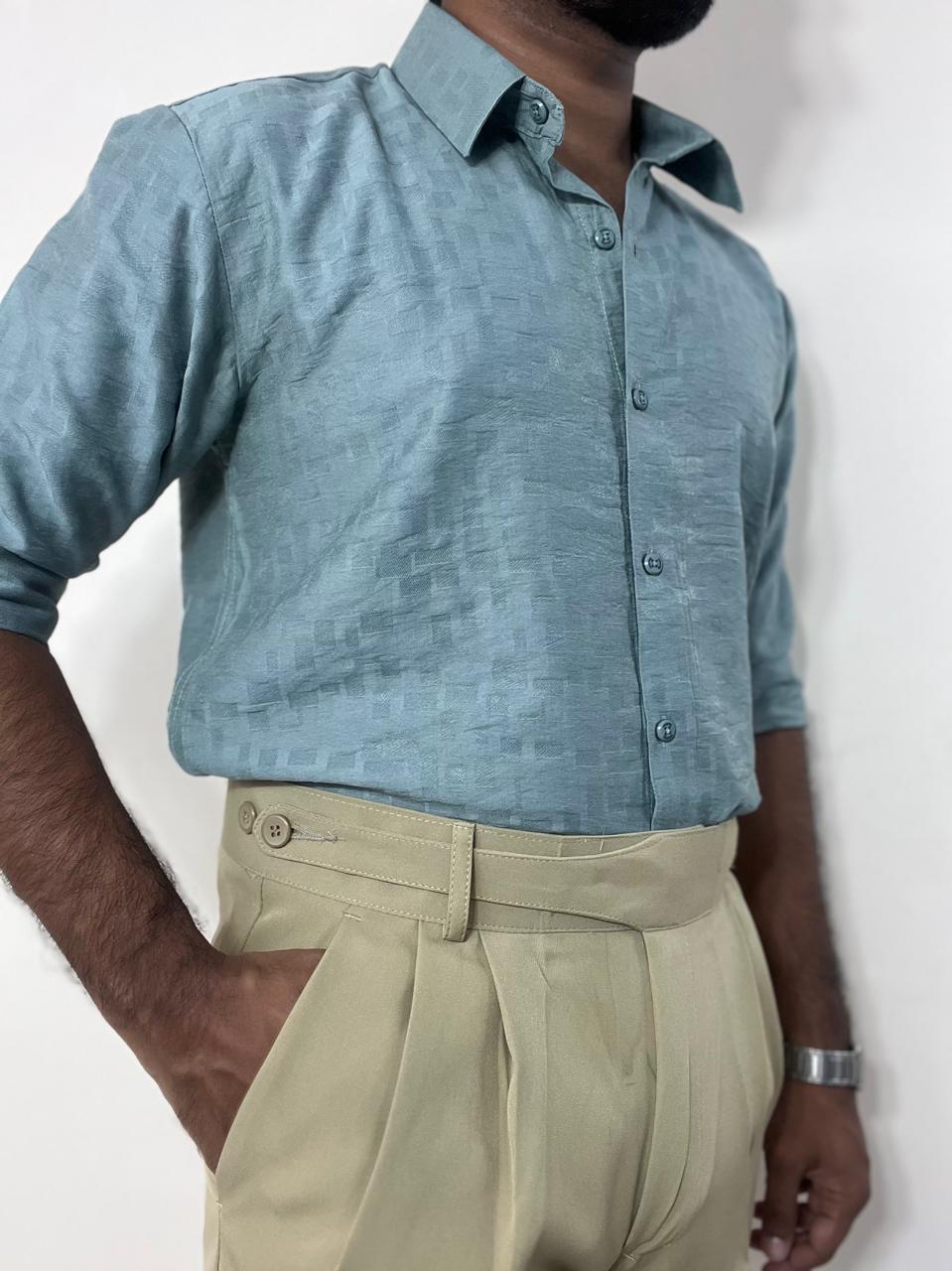 Beige double button gurkha pants for men