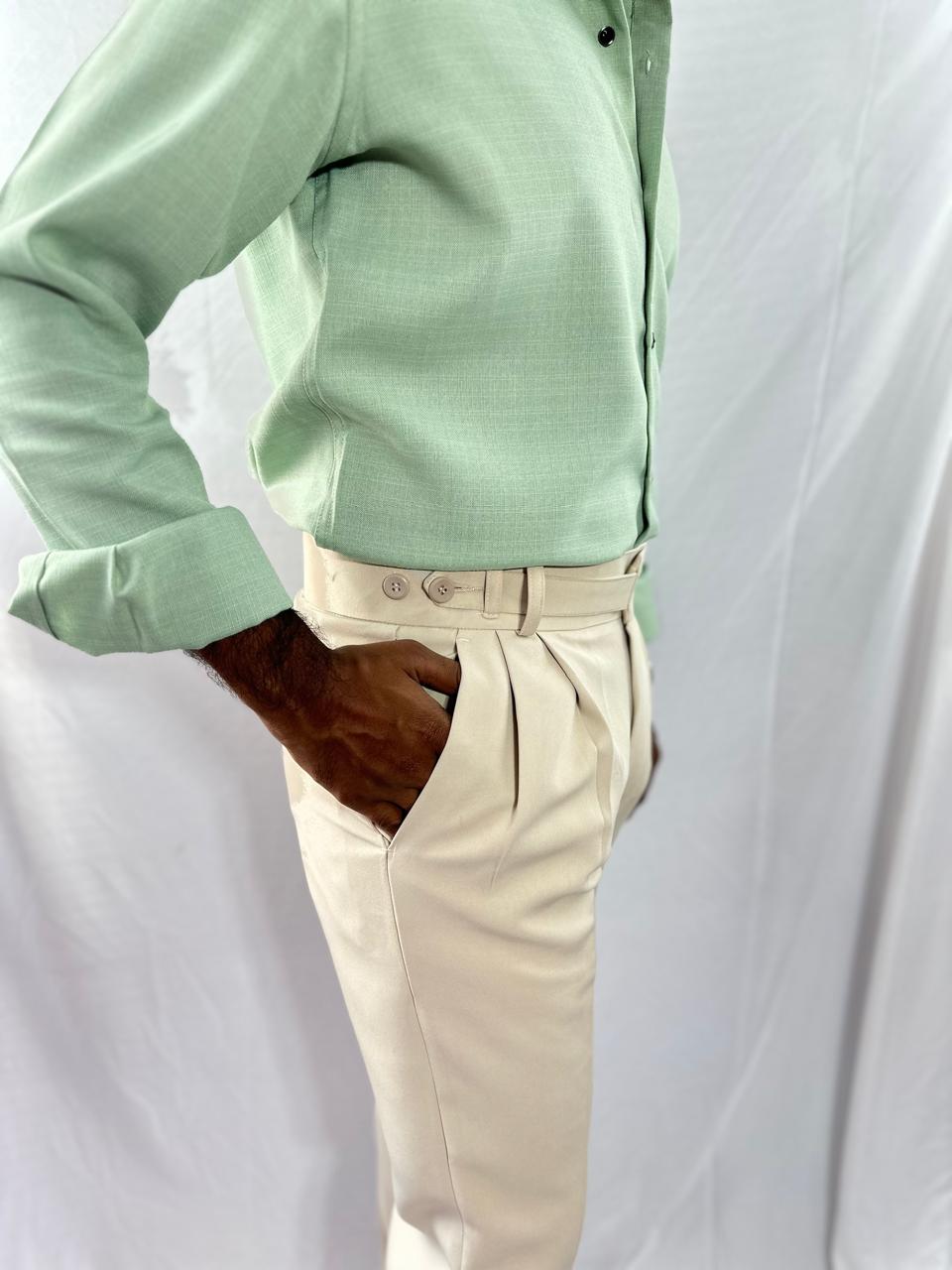 Men's beige single button gurkha pant for men