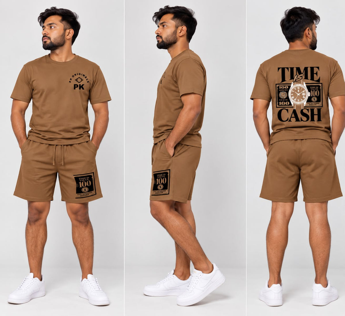 PK originals men's co-ord set - Brown graphic tee & shorts