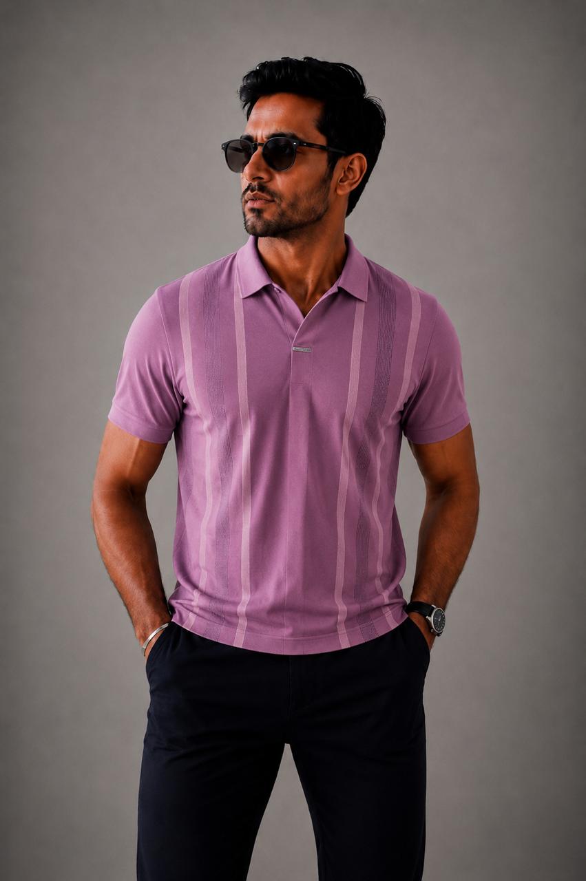 Men's Premium Breathable Mauve Tech Polo – Wrinkle-Free Dry-Fit Performance Workwear