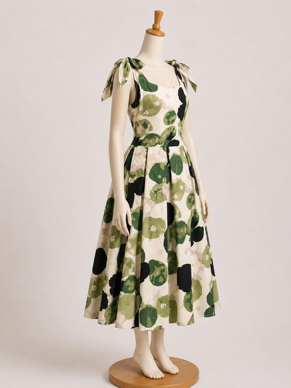 Kids & teens Floral printed Summer Midi Dress with shoulder Tie straps & Chest Cup