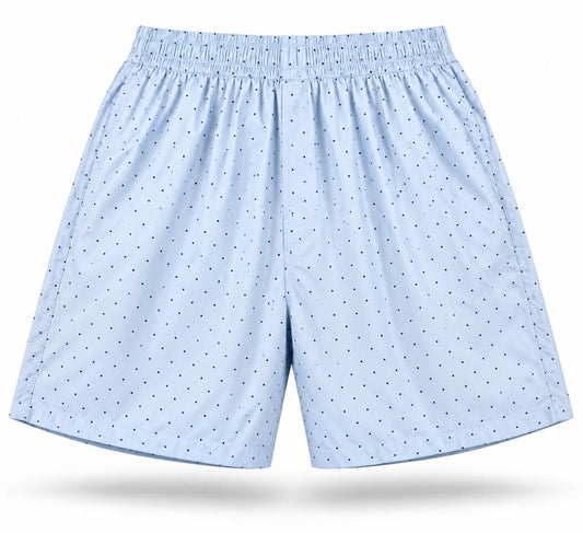 Men’s 100% cotton Polka dot Printed Boxer Shorts | Double side pockets | Sky blue