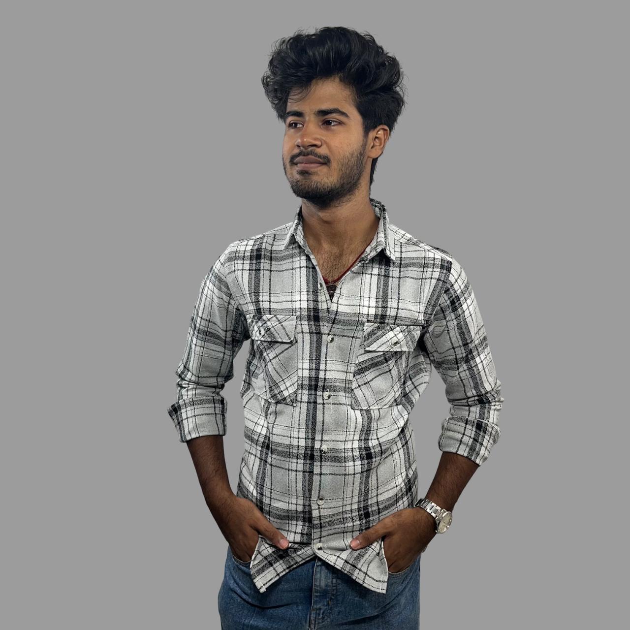 Back printed flannel shirt