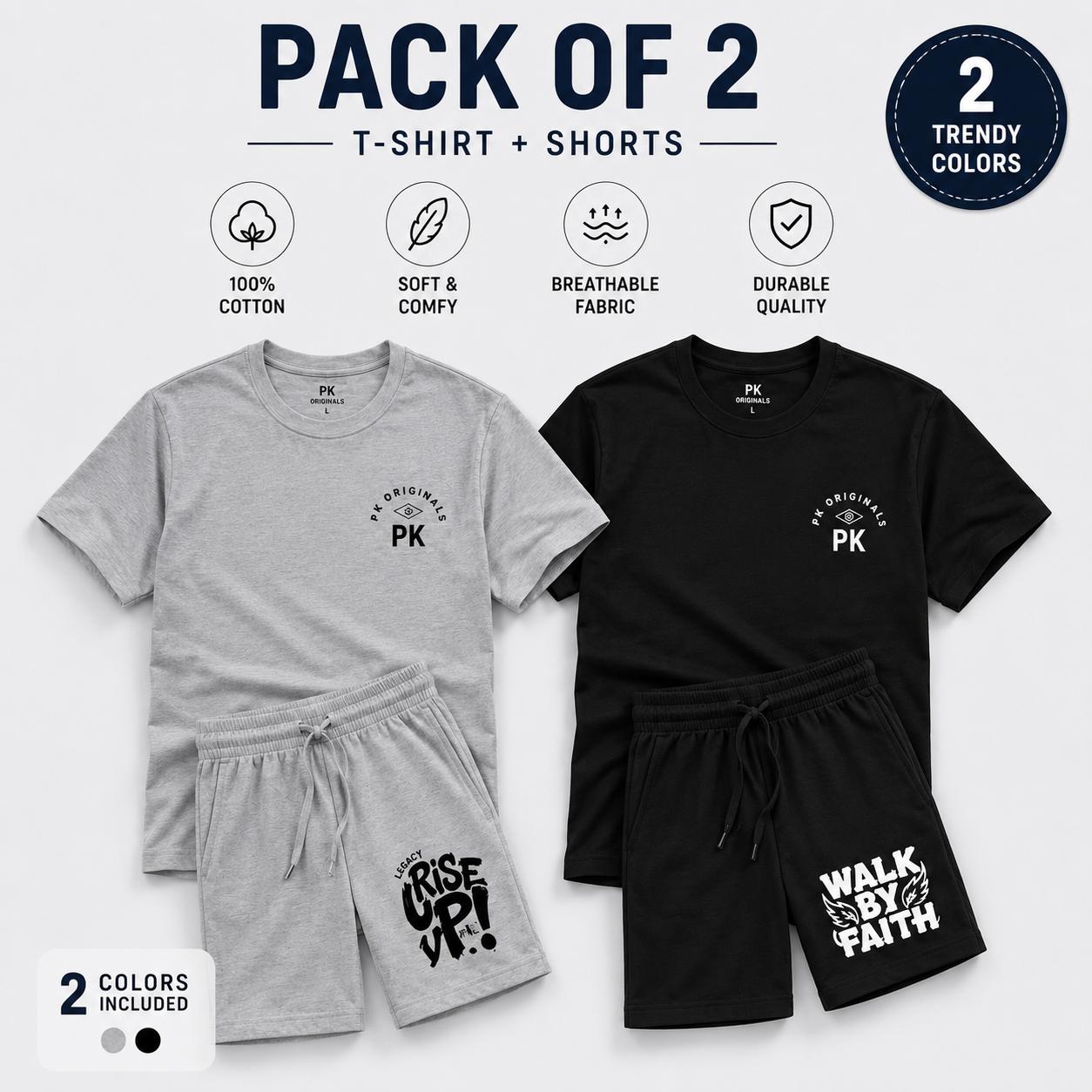 Men's cotton co-ord: pack of 2