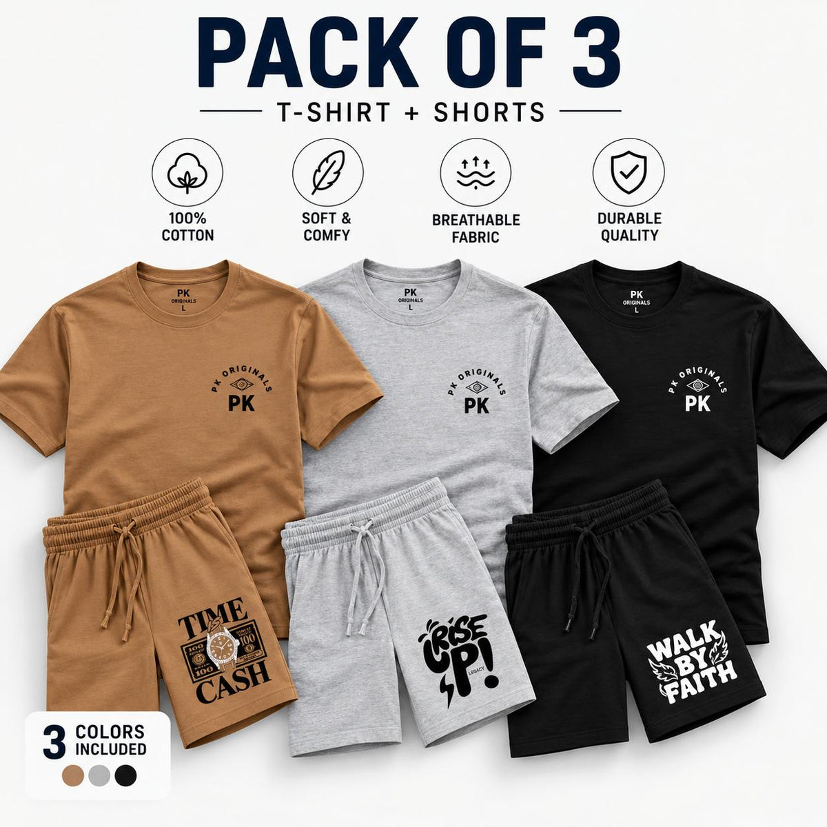 Men's 100% cotton cords - Pack of 3