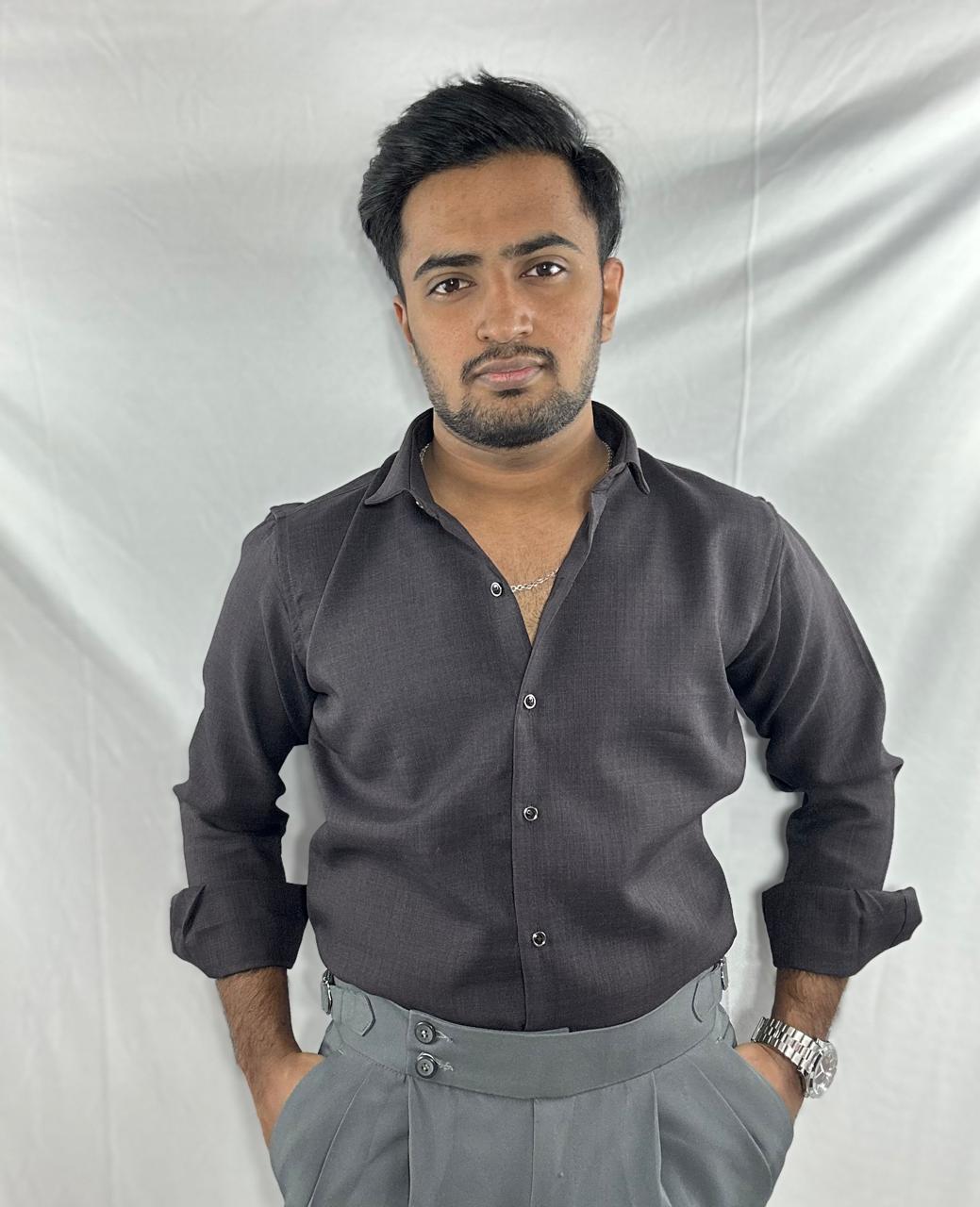 Espresso brown premium linen shirt