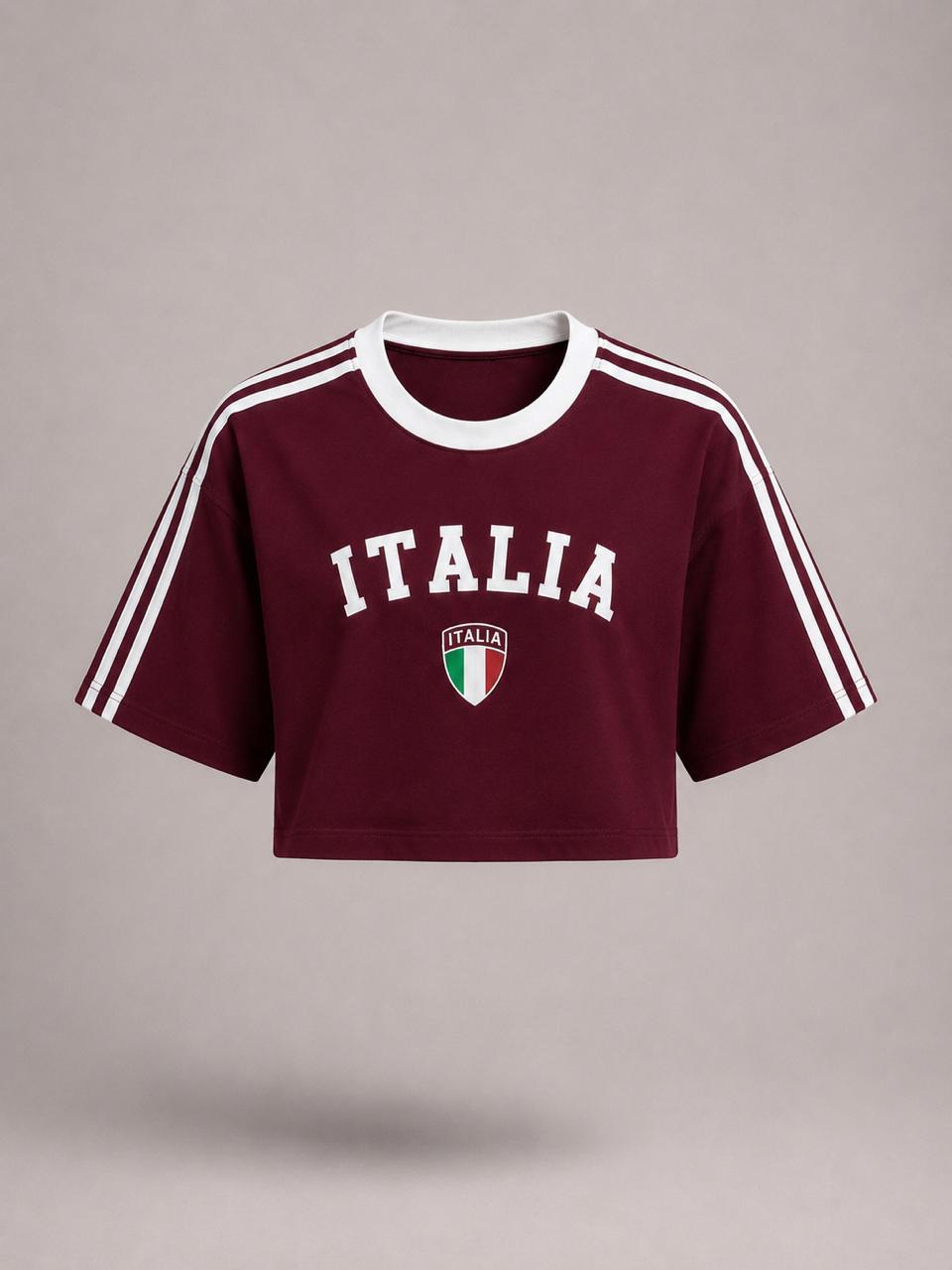 Italia contrast collar oversized tee | Women's cropped Fit T-shirt