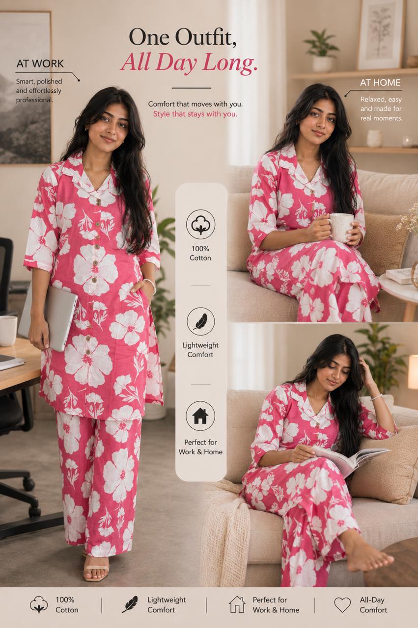 pink floral printed co-ords for women