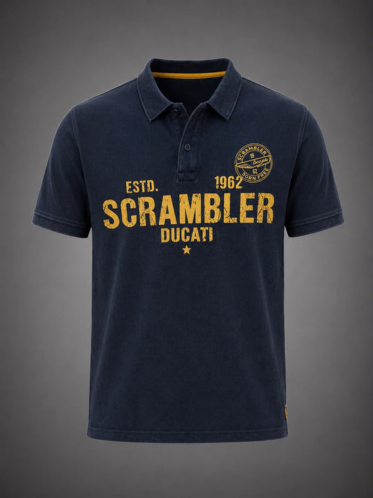 Navy Printed Polo T-Shirt