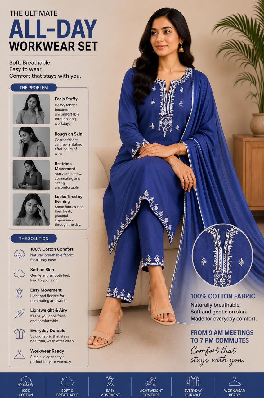 Exquisite embroidered kurta set with pant & dupatta