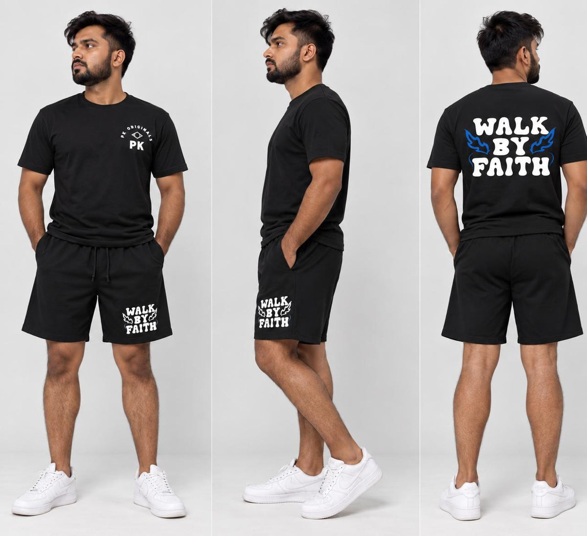 PK originals men's co-ord set - Black graphic tee & shorts
