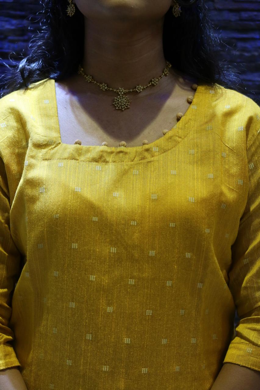 Pure Raw Silk Churidar Set with Kalamkari Dupatta & Pant