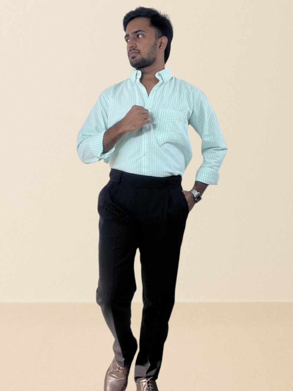 Black double sided button gurkha pants for men