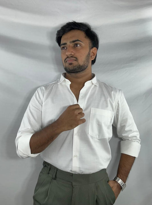 Elite white satin shirt | premium natural sheen