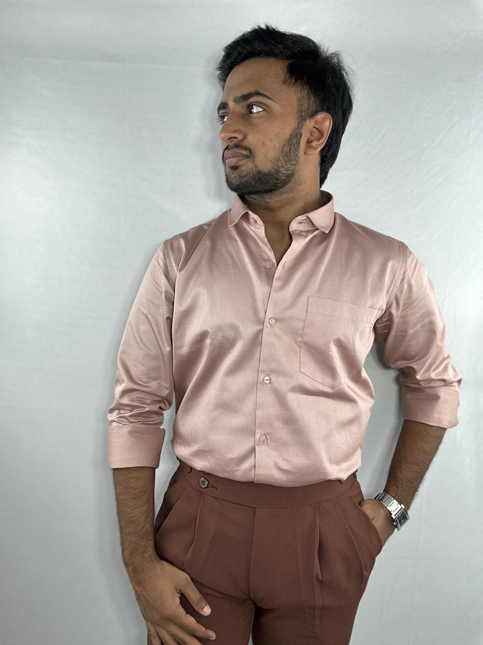 Blush satin shirt | premium natural sheen