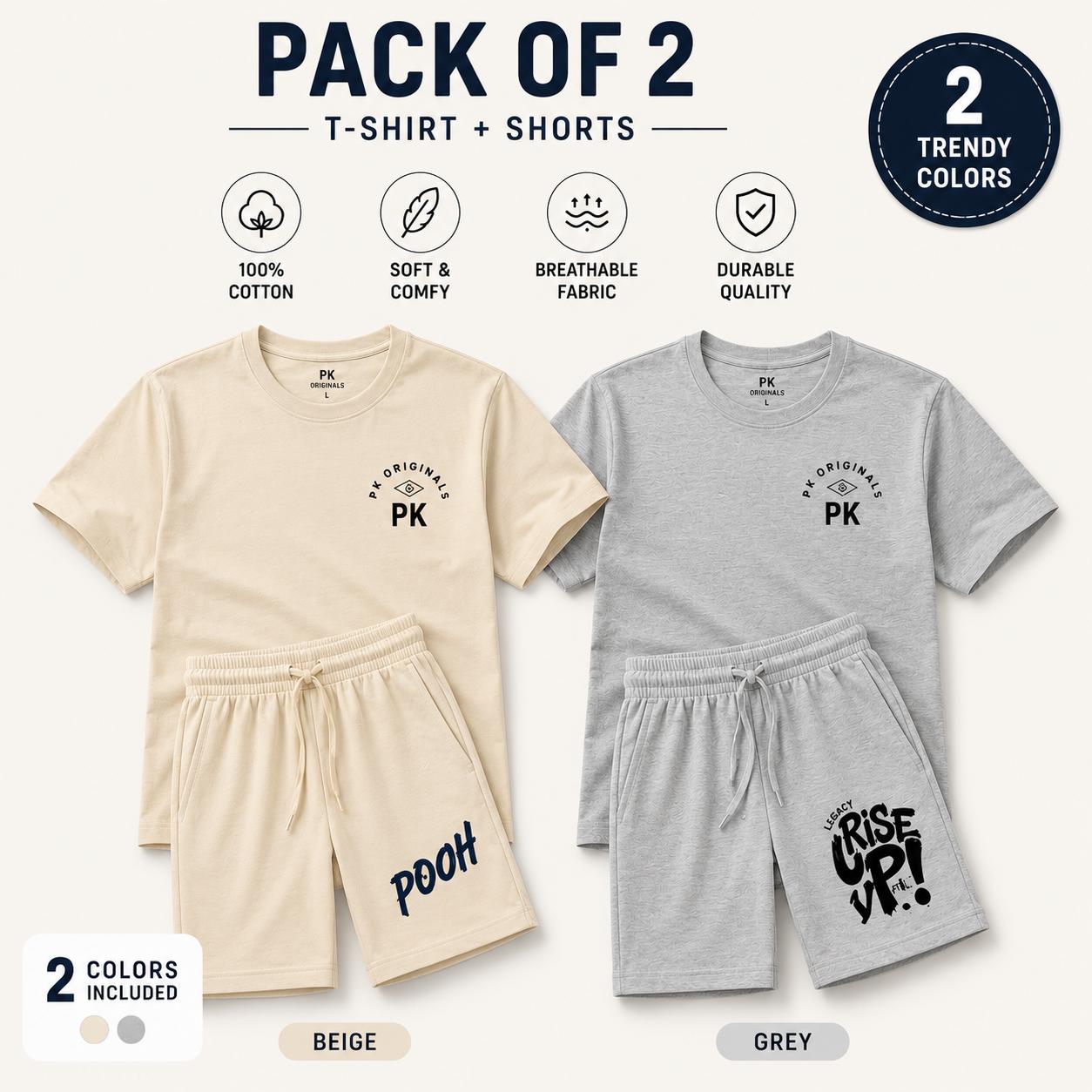 Men's cotton co-ord: pack of 2