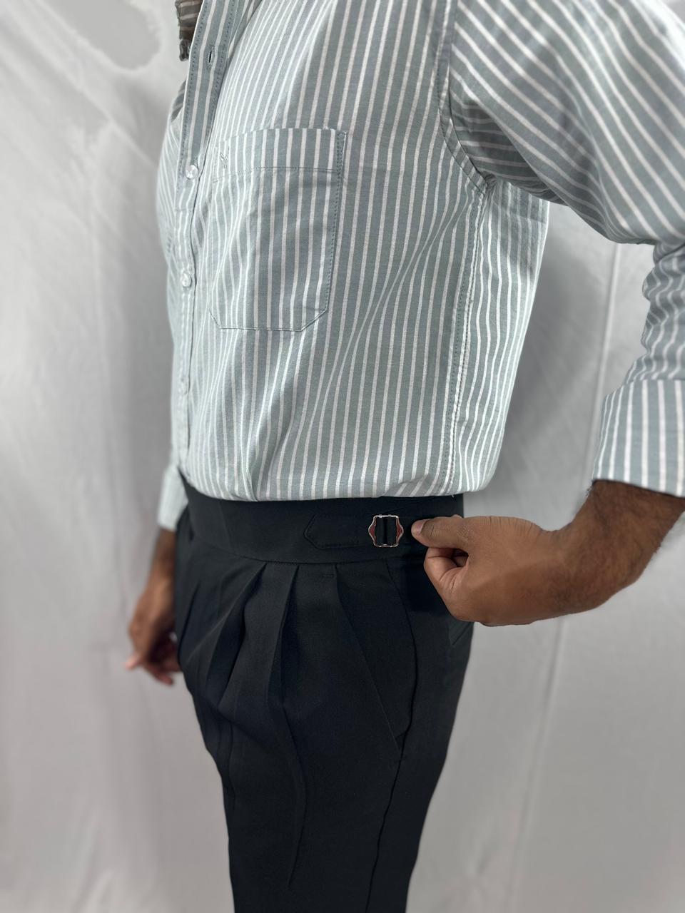 Classic black double-buckle gurkha pants for men