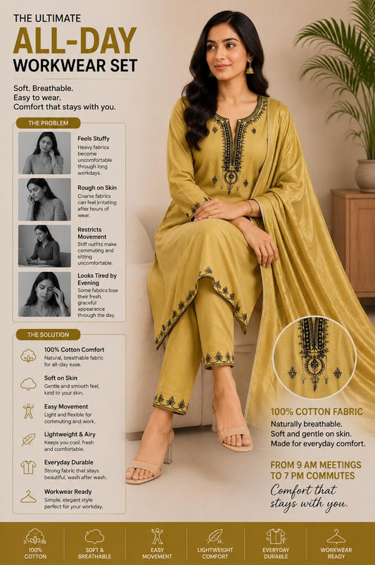 Exquisite embroidered kurta set with pants & dupatta