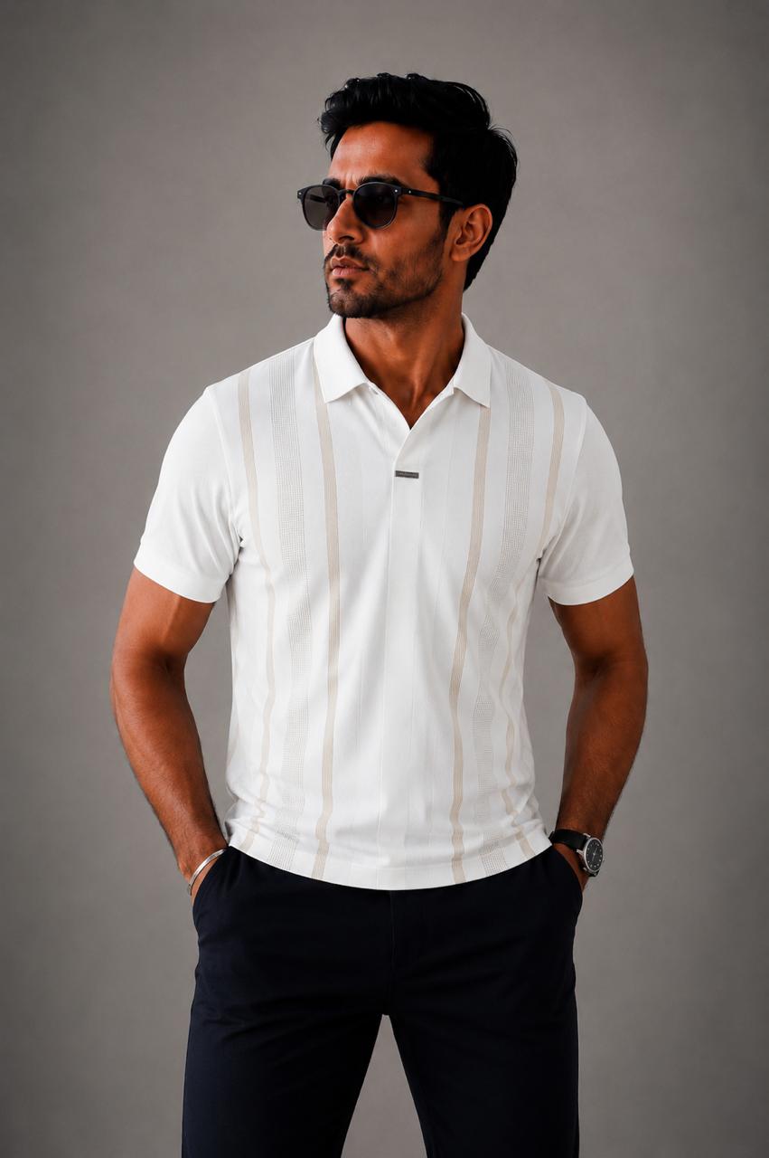 Men's Premium Breathable Crisp White Tech Polo – Wrinkle-Free Dry-Fit Performance Workwear