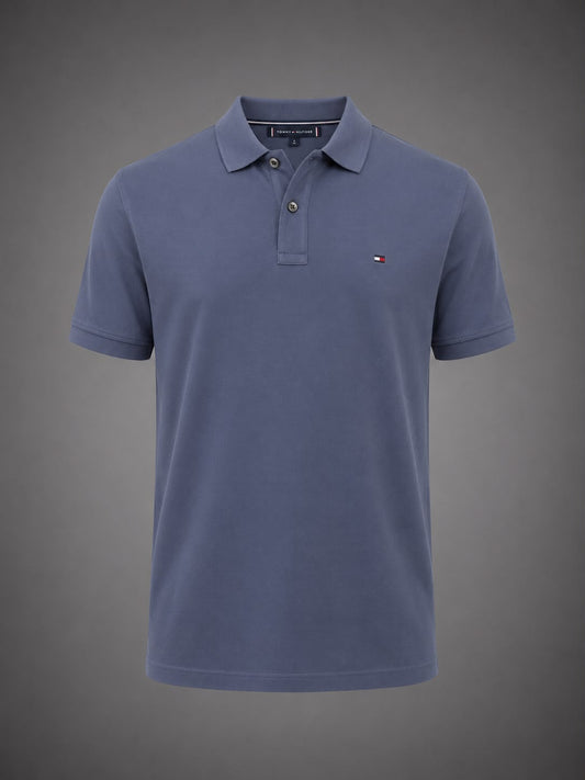 Blue Solid Polo T-Shirt