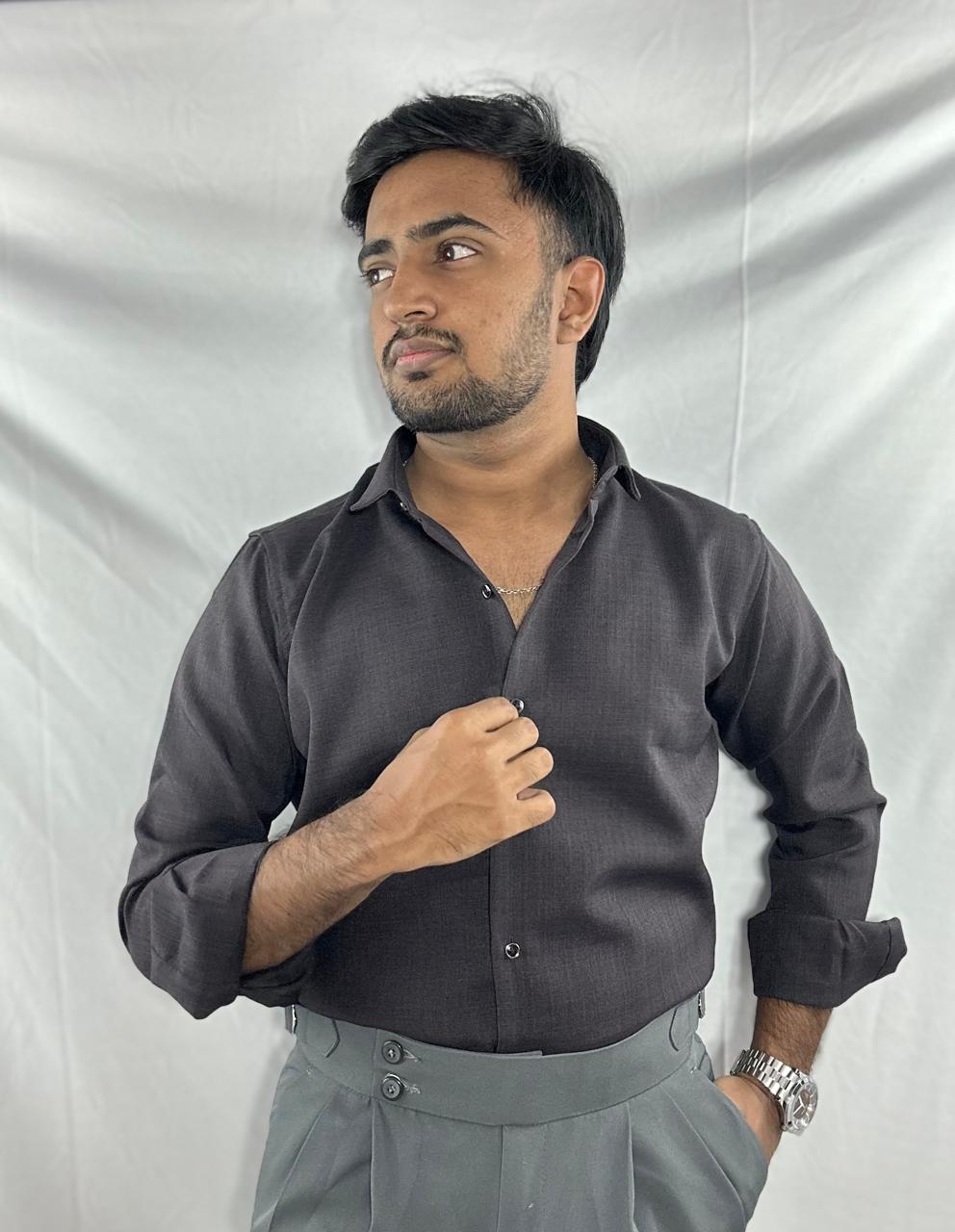 Espresso brown premium linen shirt