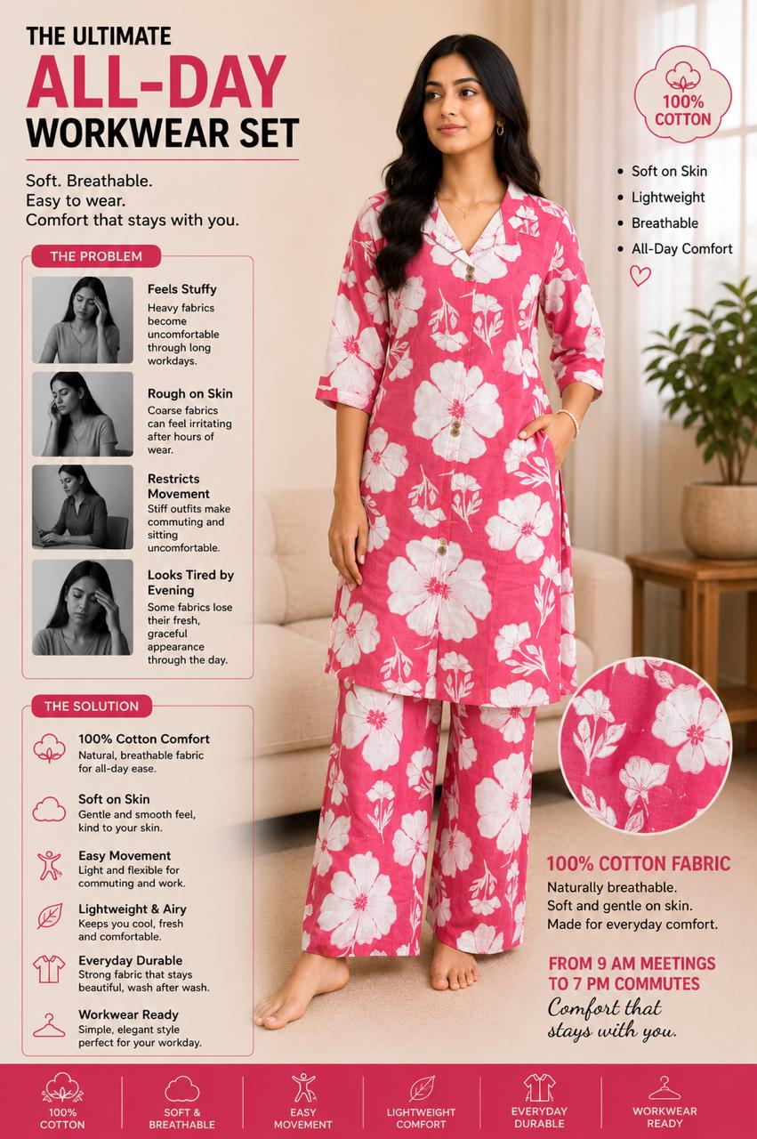 Women's pink floral printed co-ords