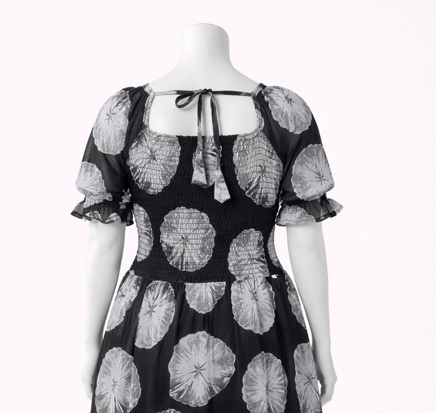 Women's Black floral printed sundress with puff sleeves