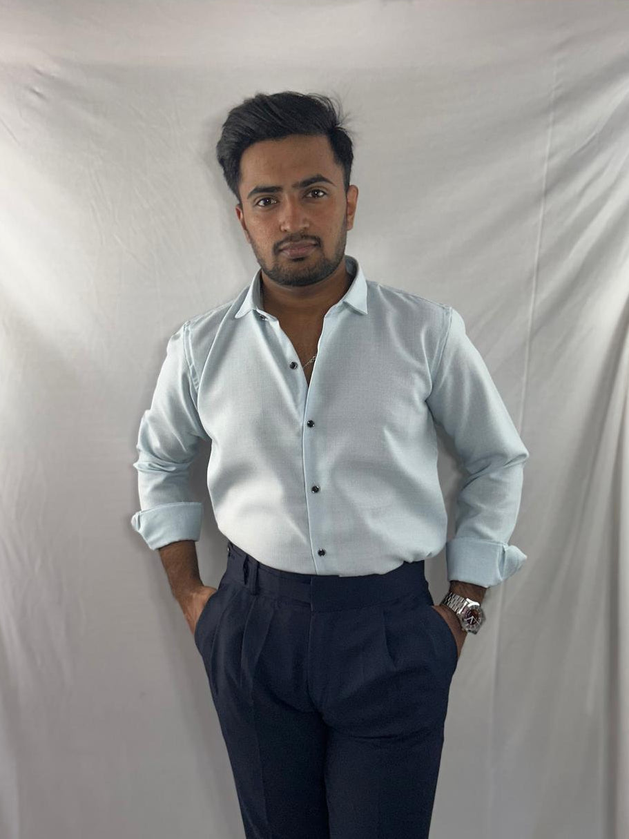 Sky blue premium linen shirt