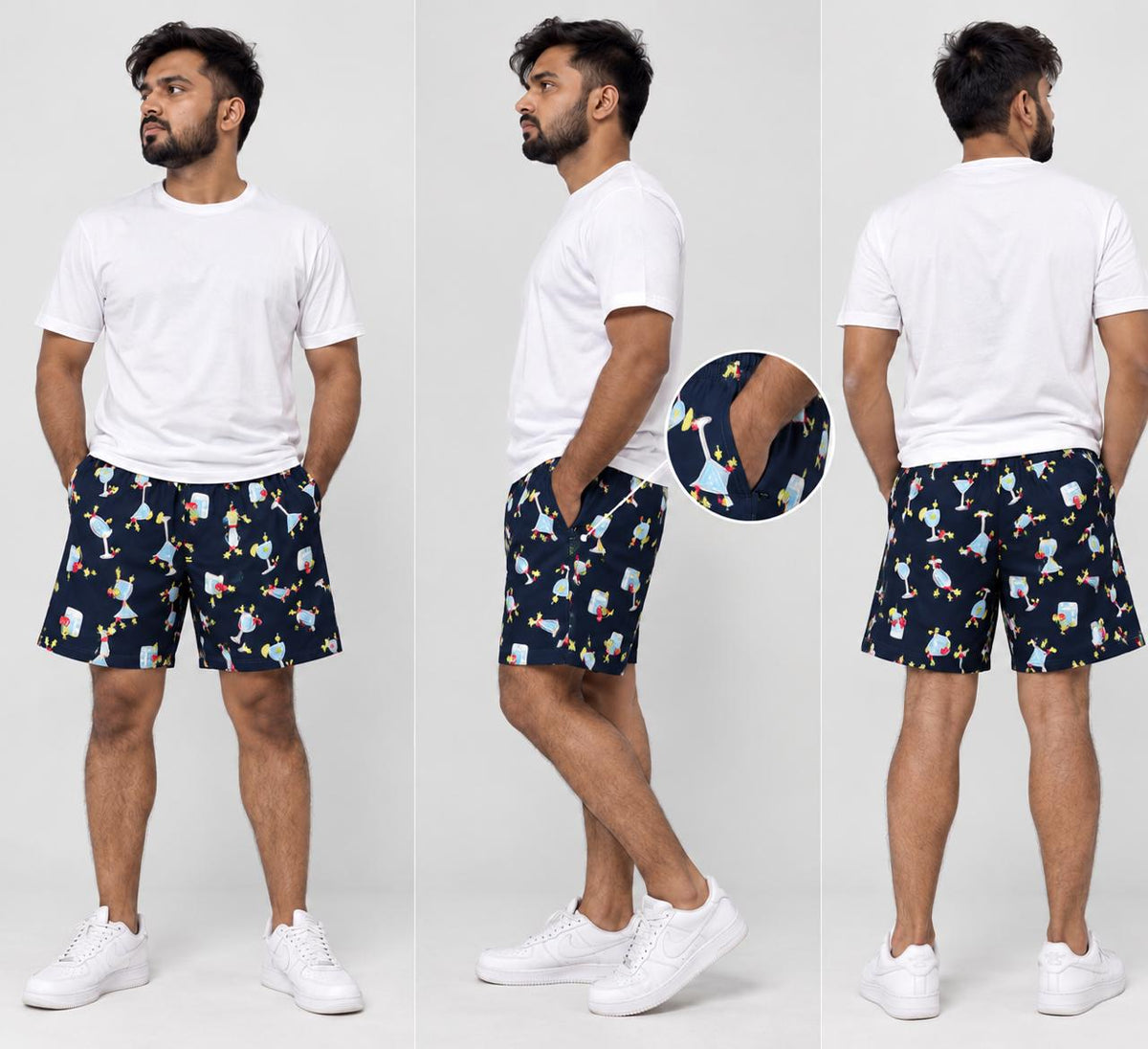 Men’s 100% cotton Cocktail Printed Boxer Shorts | Double side pockets