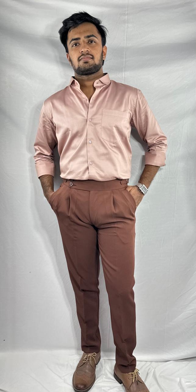 stone red double-buckle gurkha pants for men