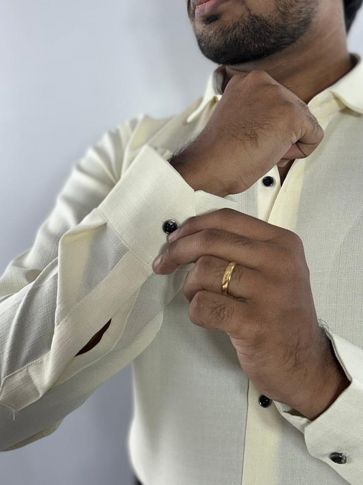 Pastel yellow premium linen shirt