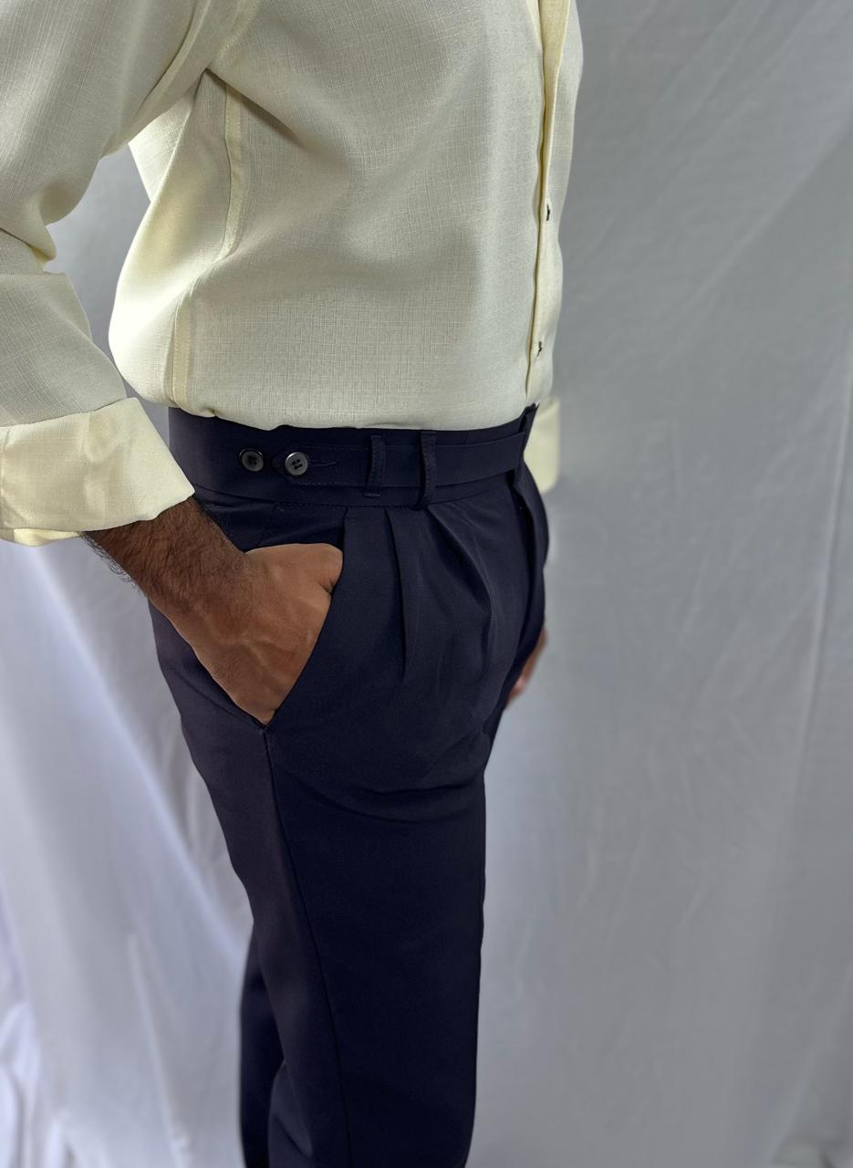 Midnight indigo single button gurkha pants for men