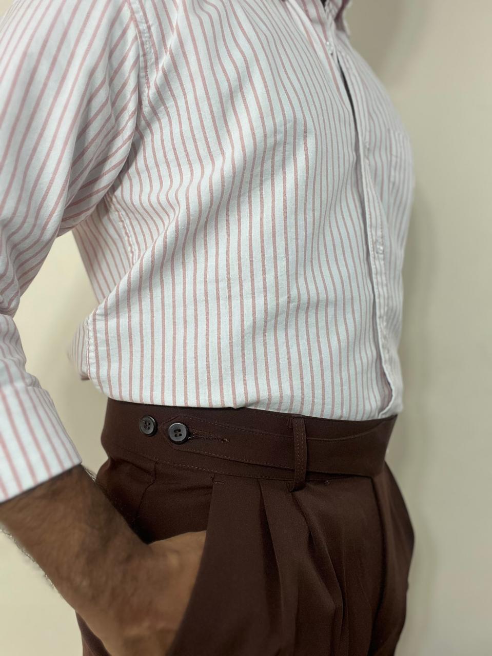 Stone red double button gurkha pants for men