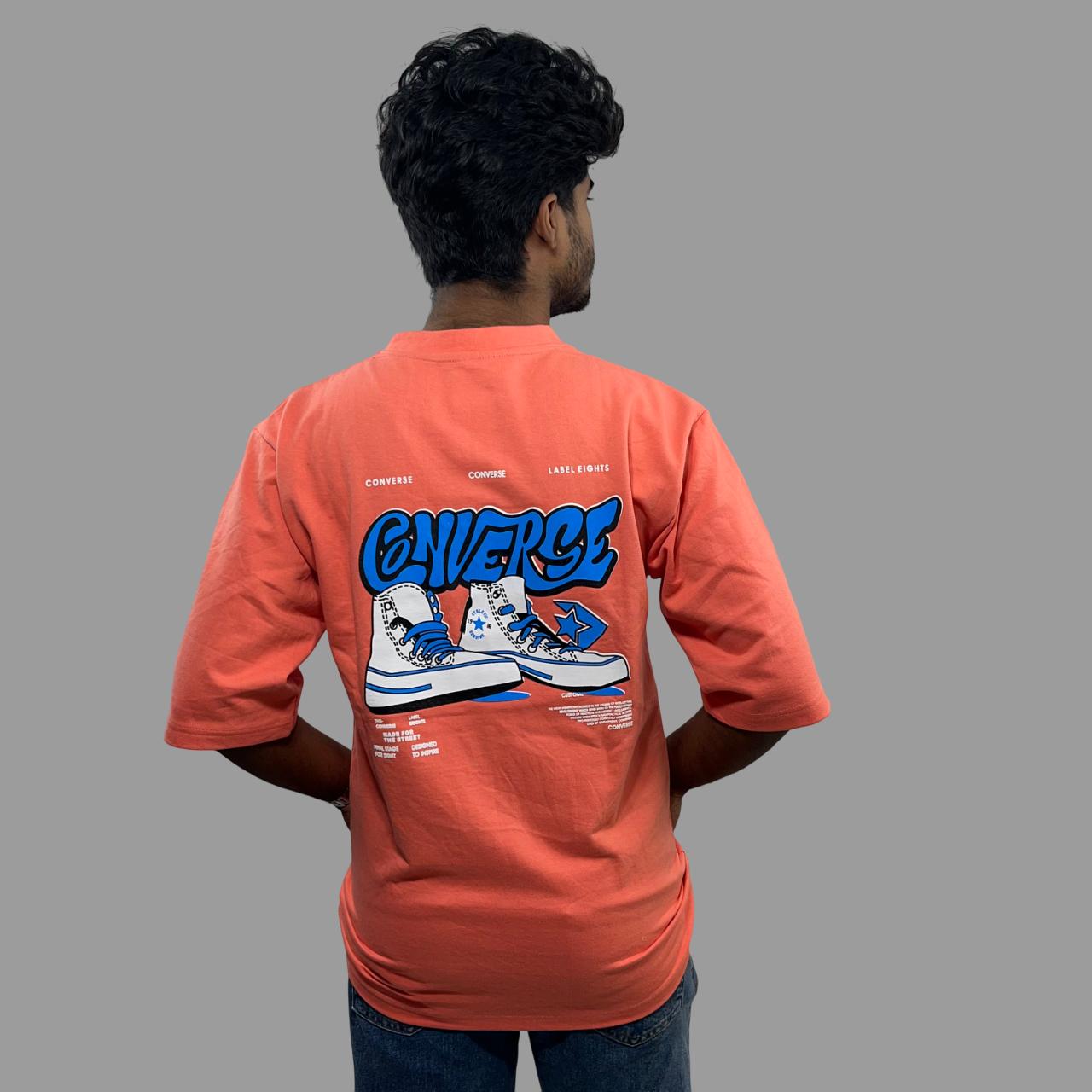 Oversized drop shoulder back printed tshirt.