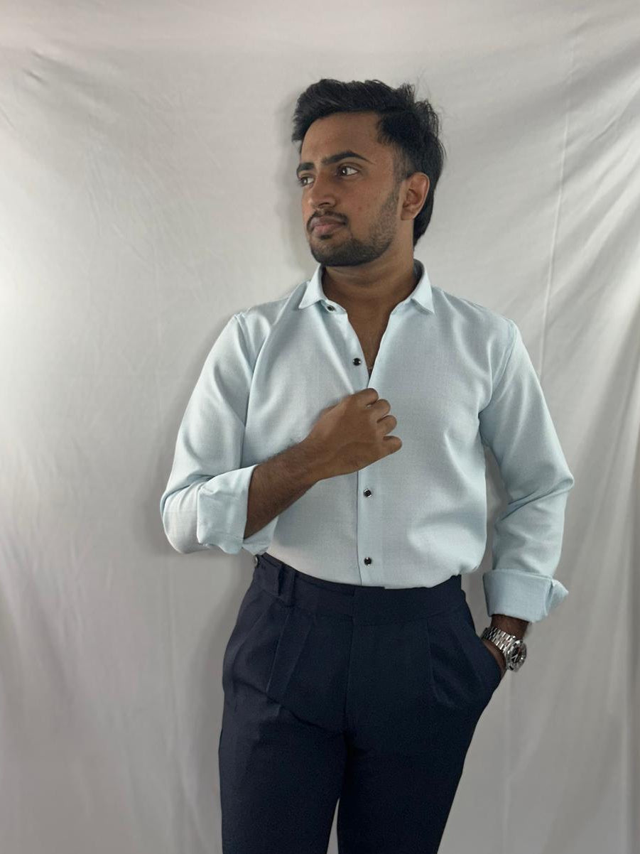 Sky blue premium linen shirt