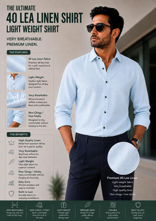 Sky blue premium linen shirt