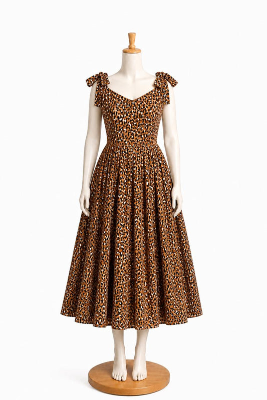 Kids & teens Rust Floral Summer Midi Dress with shoulder Tie straps & Chest Cup