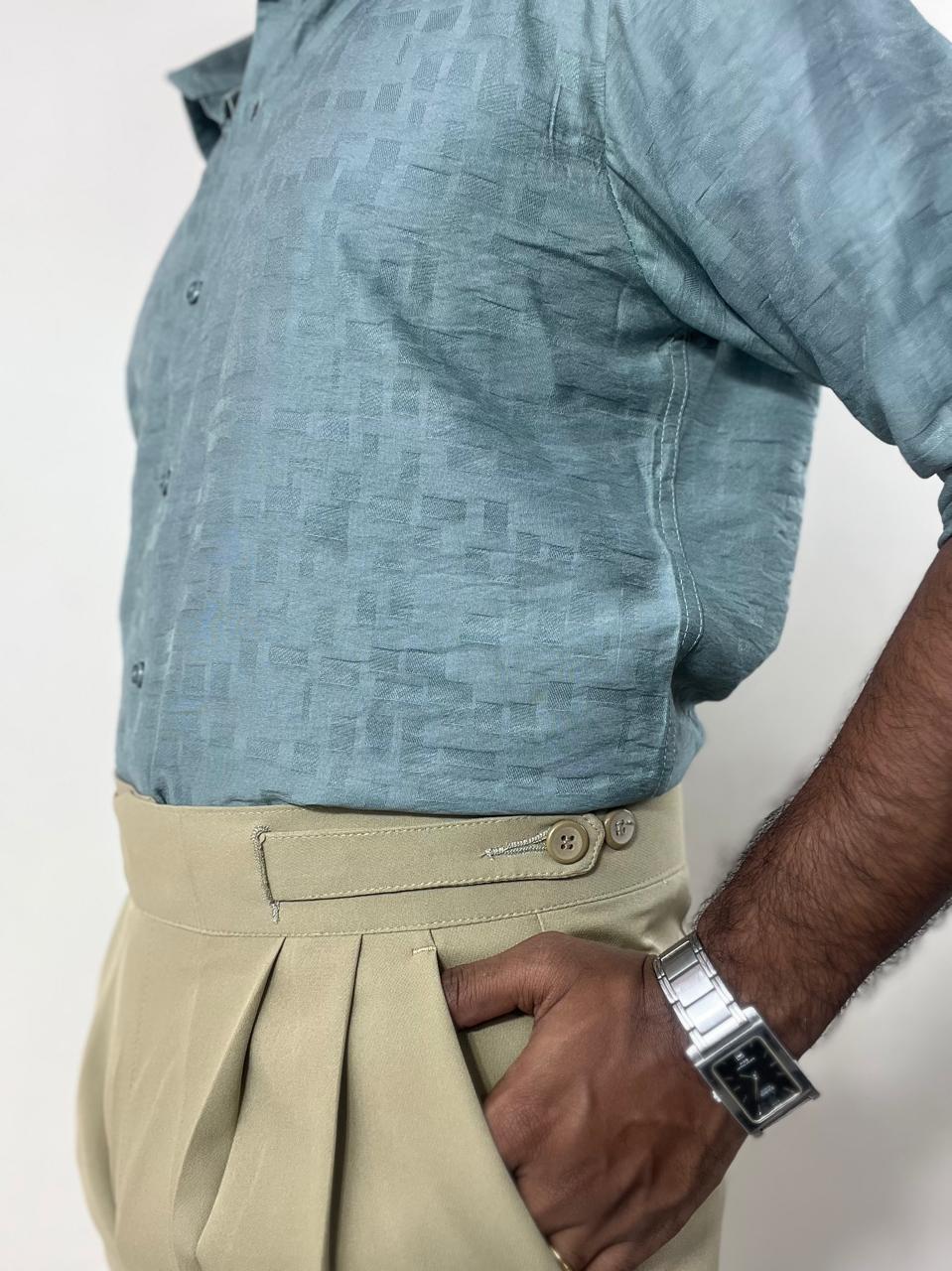 Beige double button gurkha pants for men