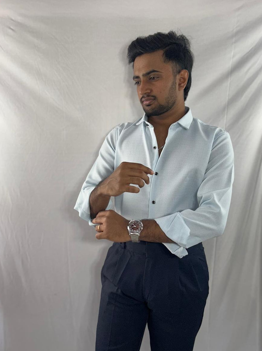 Sky blue premium linen shirt