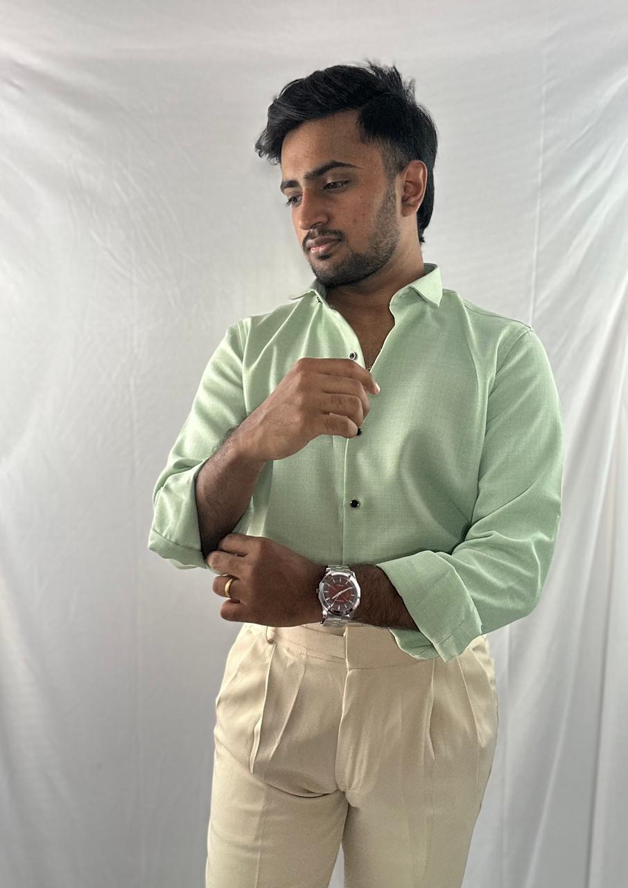 Pastel green premium linen shirt