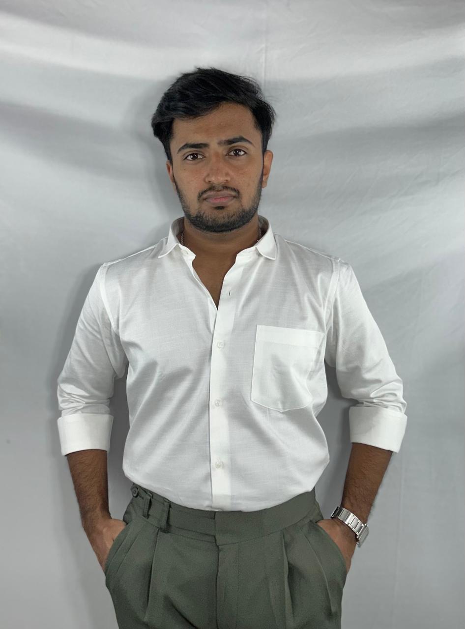 Elite white satin shirt | premium natural sheen