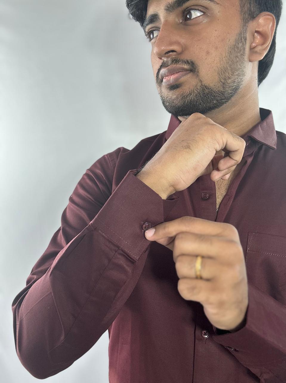 Burgundy satin shirt | Premium natural sheen