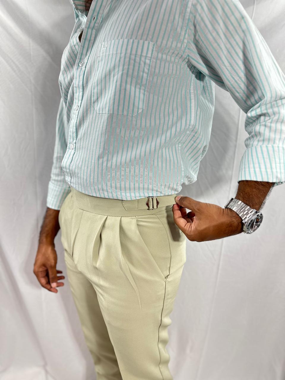 Beige double - buckle gurkha pants for men