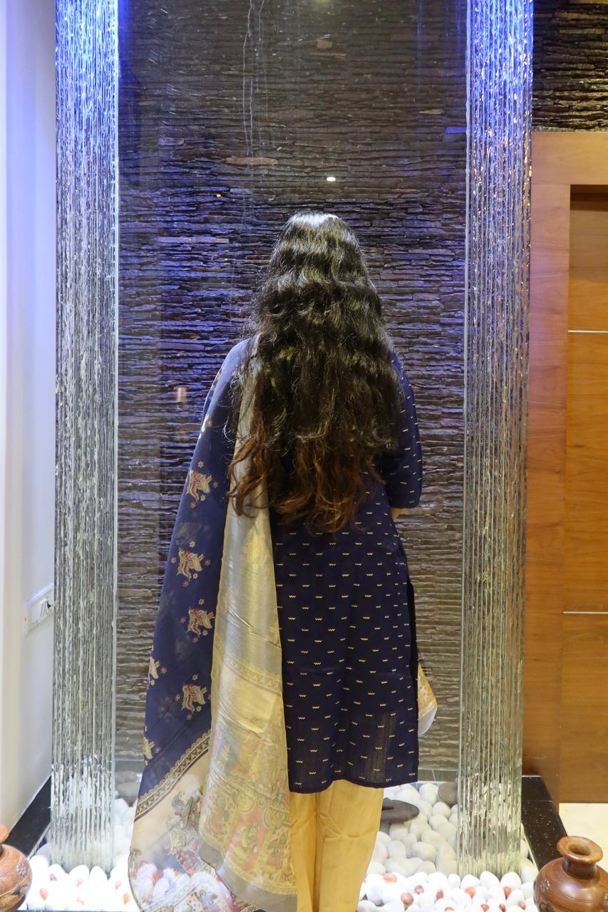 Pure Raw Silk Churidar Set with Kalamkari Dupatta & Pant