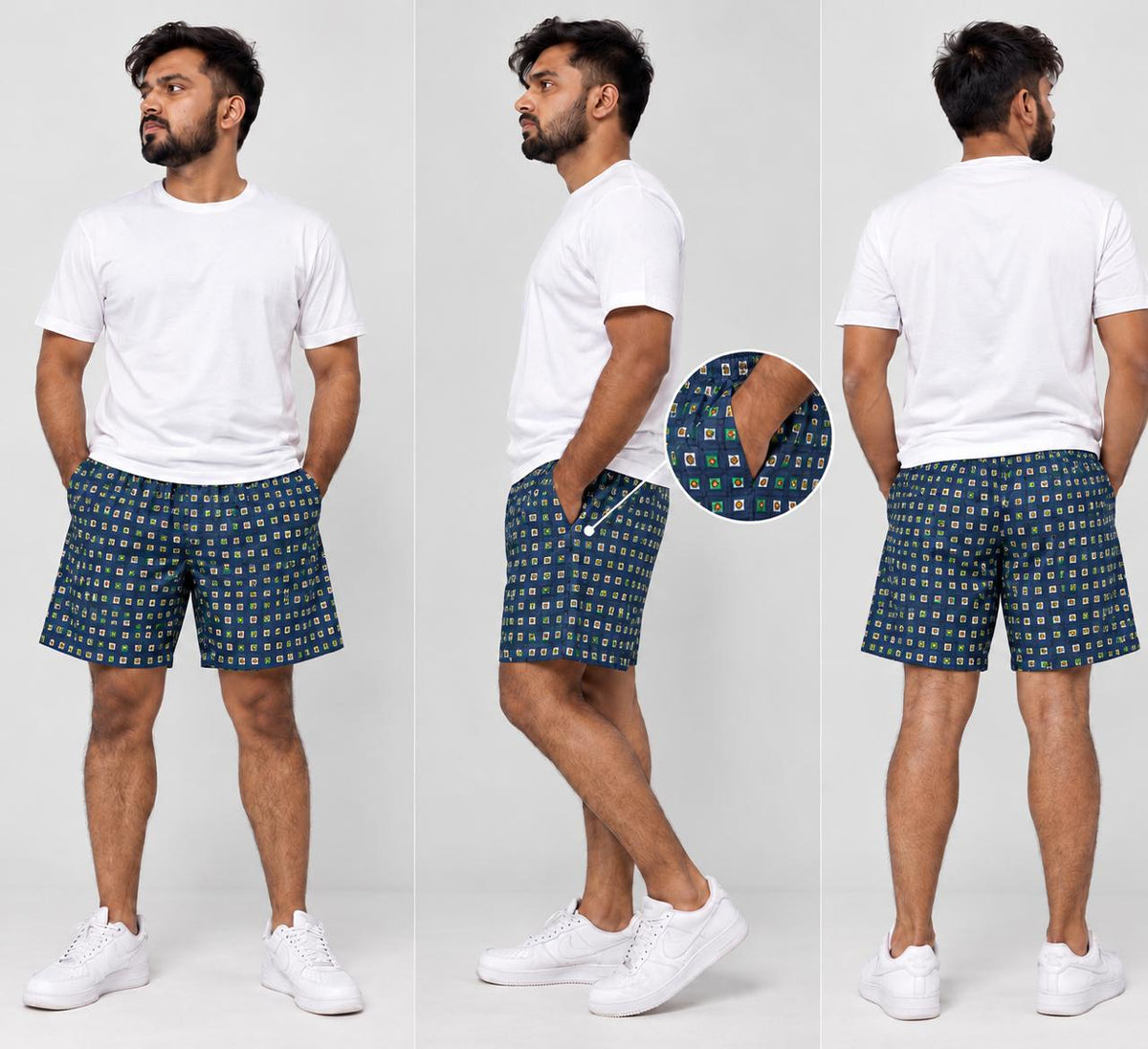 Men’s 100% cotton Geometric Printed Boxer Shorts | Double side pockets