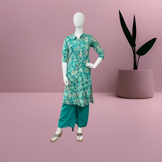 Elegant green floral co-ords set for women